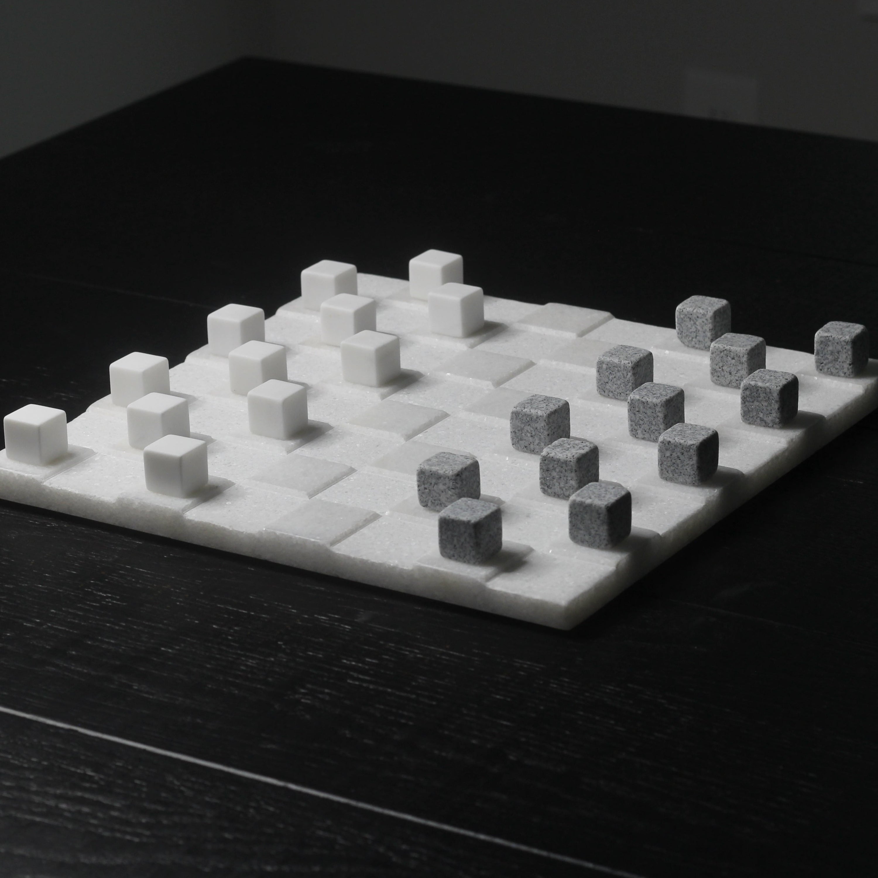 Stone Checkers Set - White Crystal