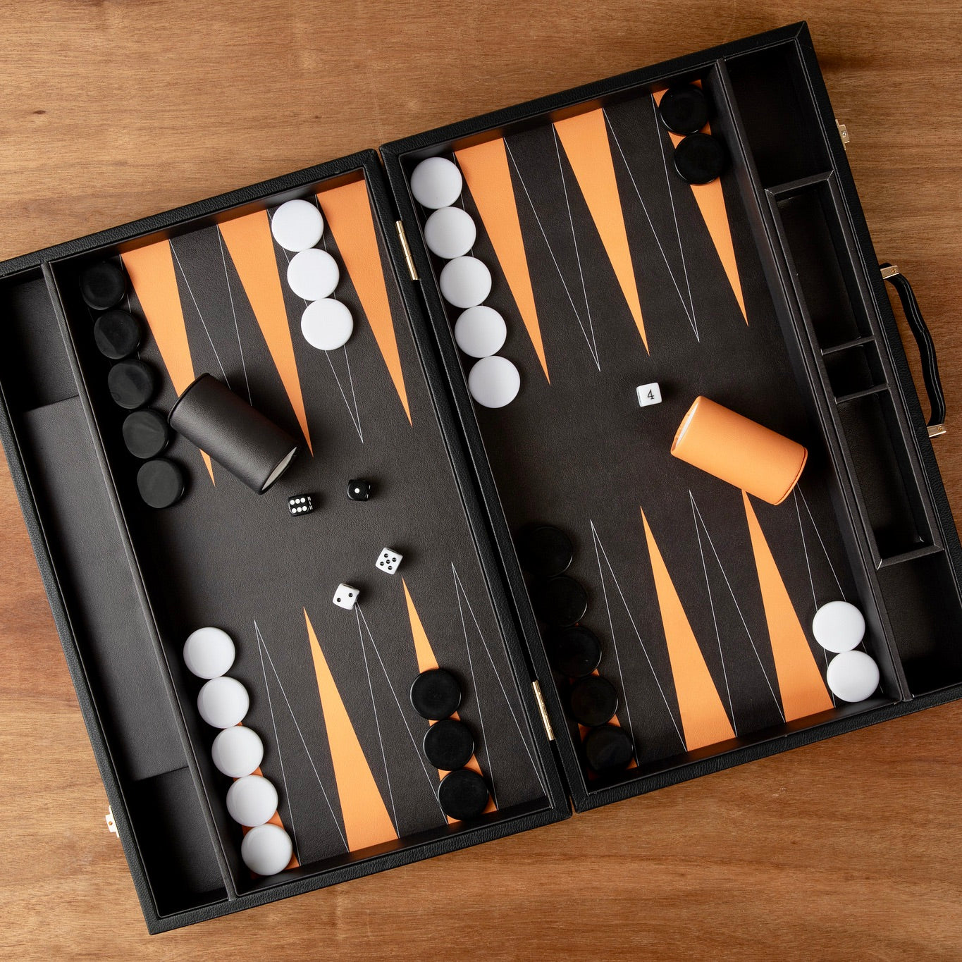 Leather Backgammon Set - Black And Brown