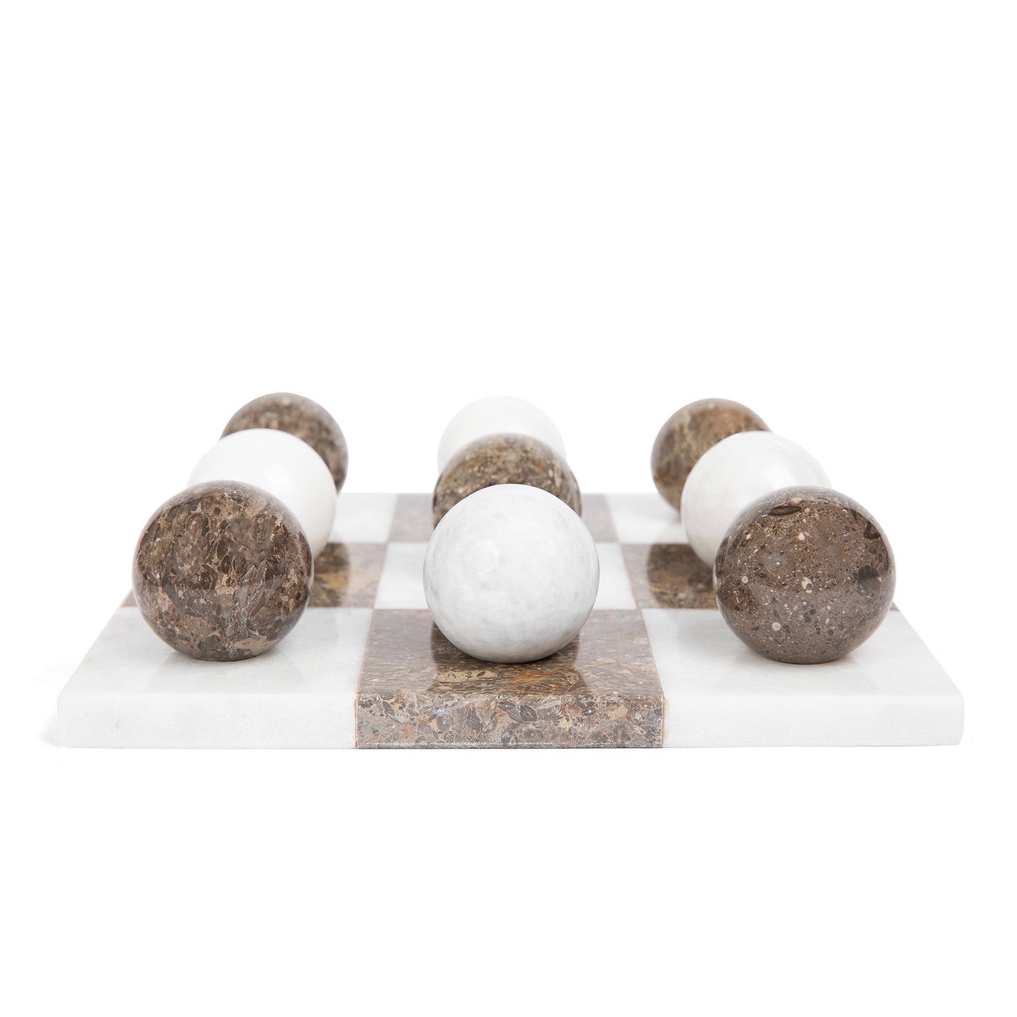 Italian Marble Tic Tac Toe Set (Brown and White)