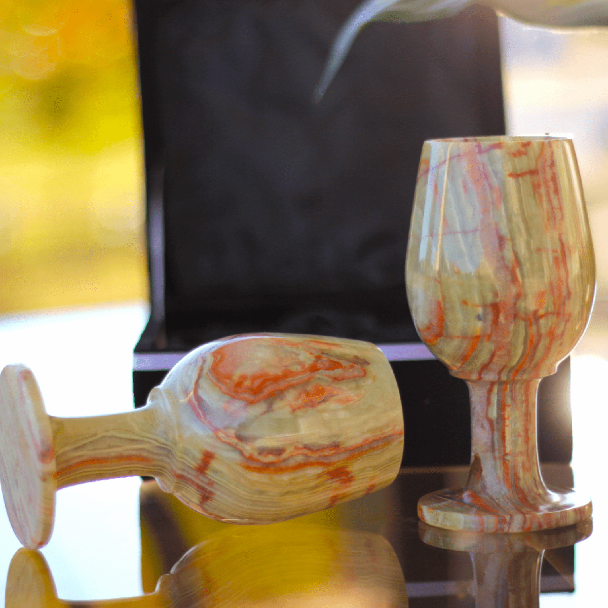 10 oz. Green Onyx Wine Glasses Gift Set - Marble Cultures