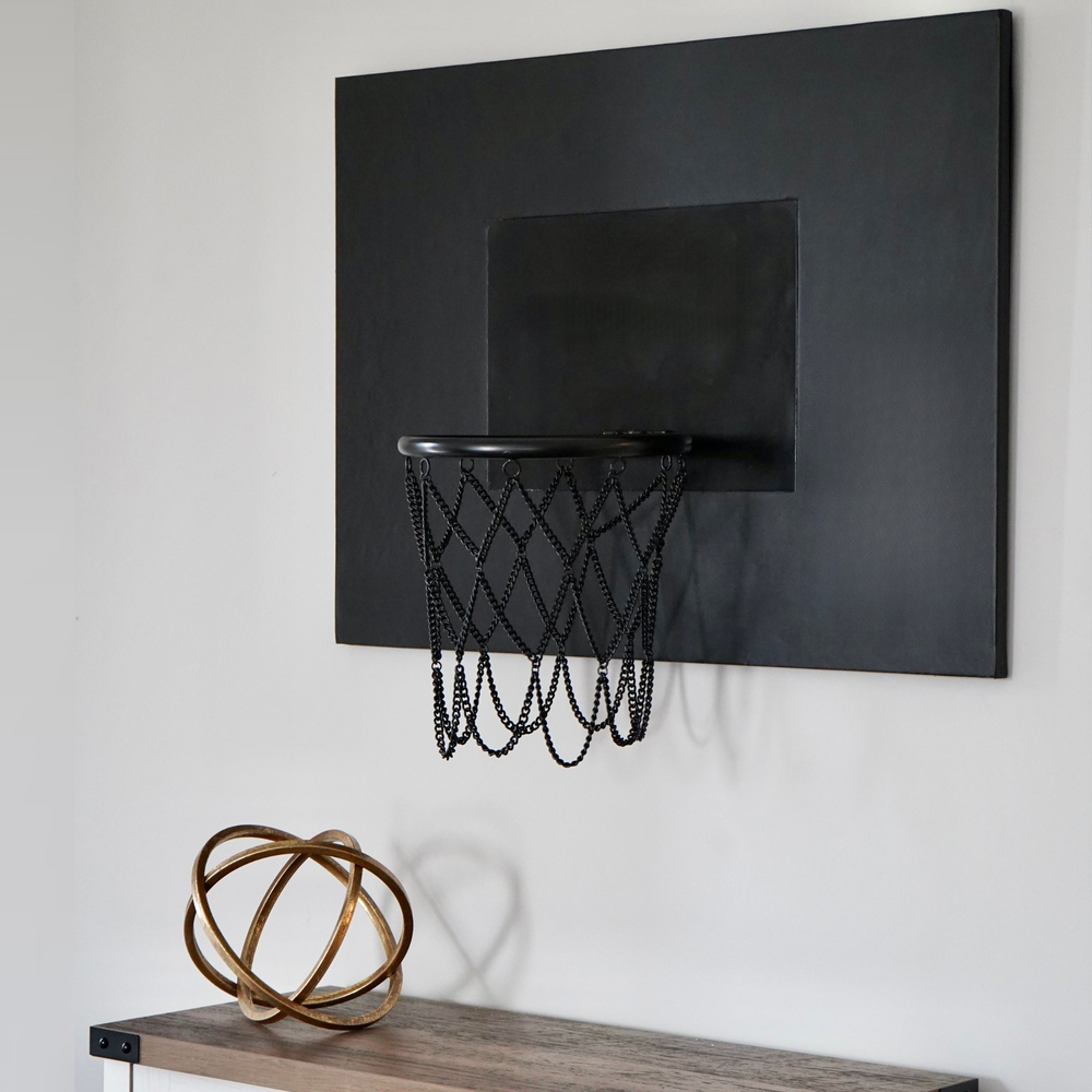 Black Leather Basketball Hoop: Wall Mounted Sports Decor