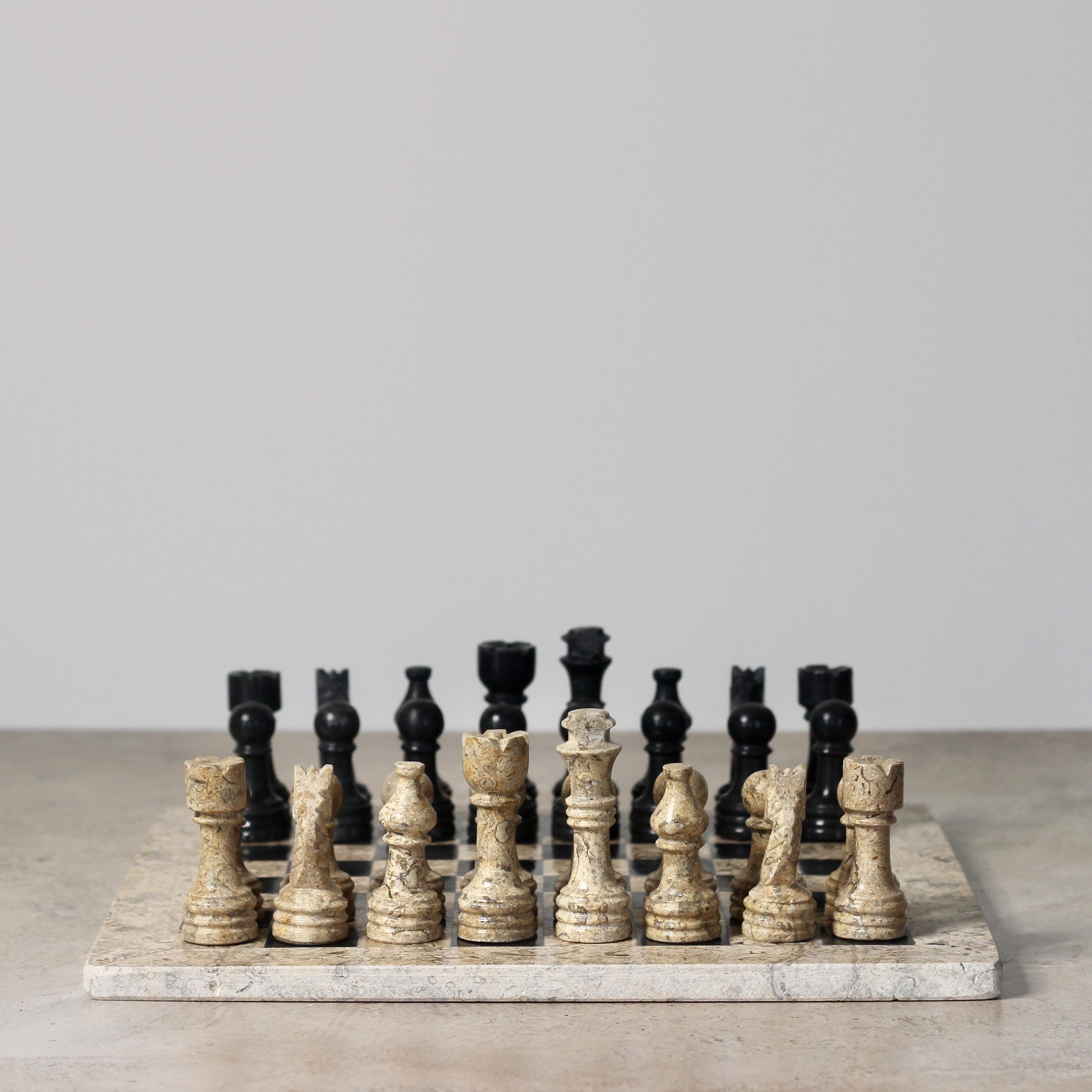 Marble Chess Set with Storage Case - Coral and Black