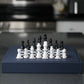 Leather Chess Set with Case - Navy Blue and Black