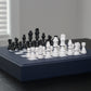 Leather Chess Set with Case - Navy Blue and Black