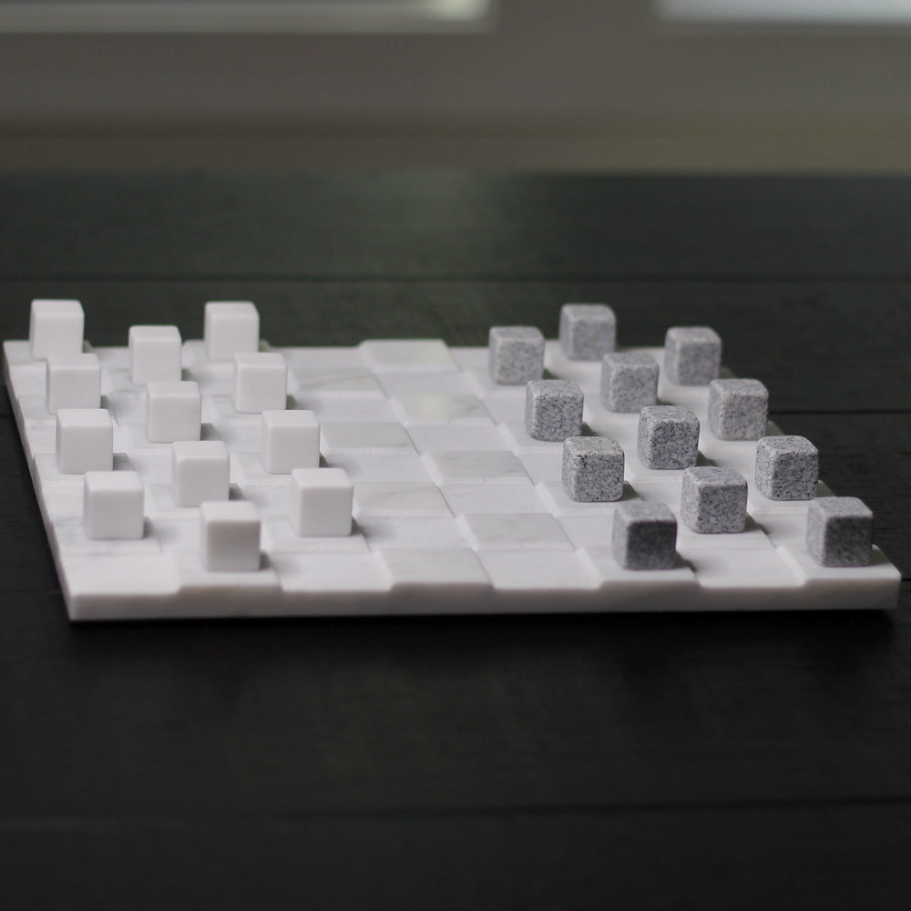 Stone Checkers Set - White Carrara