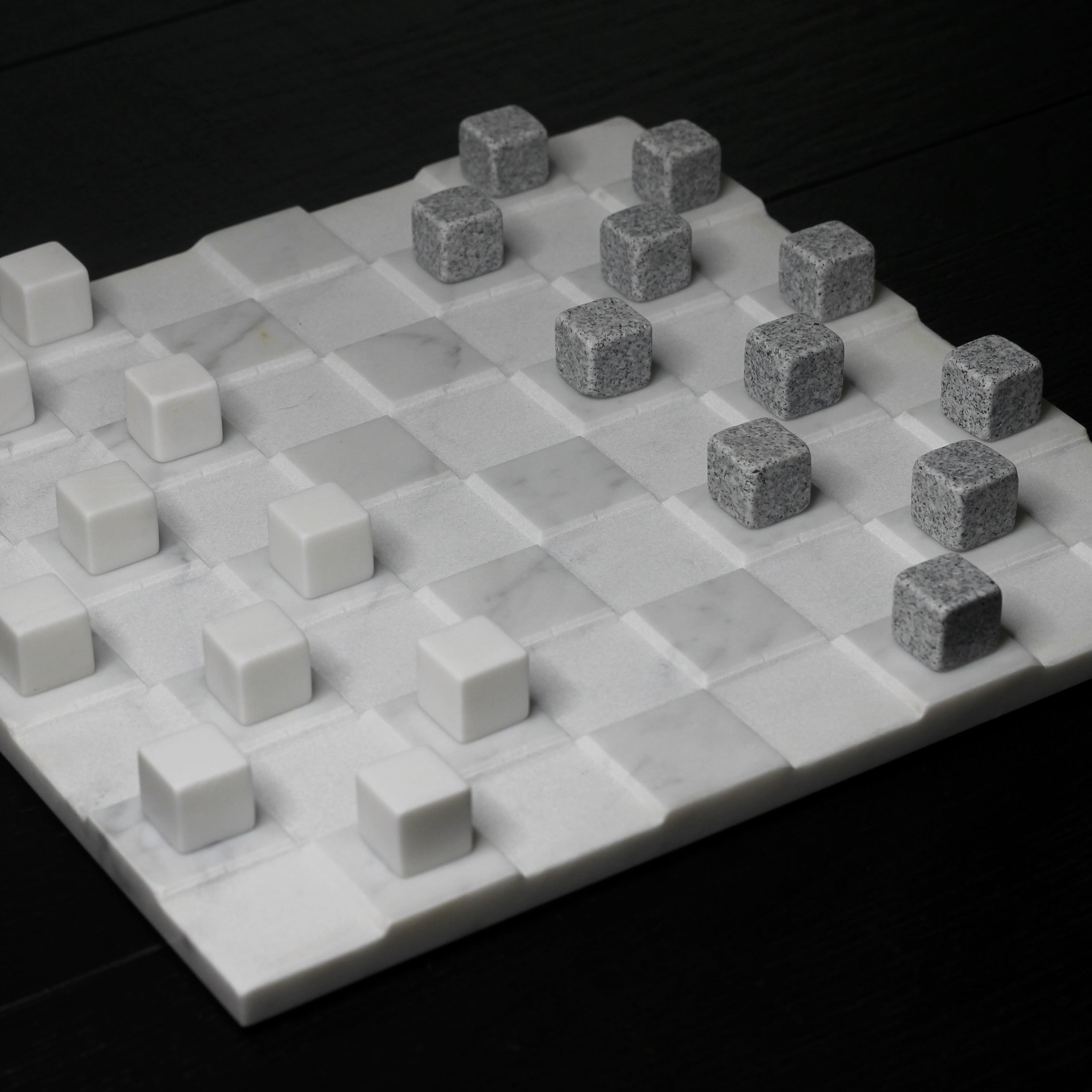 Stone Checkers Set - White Carrara