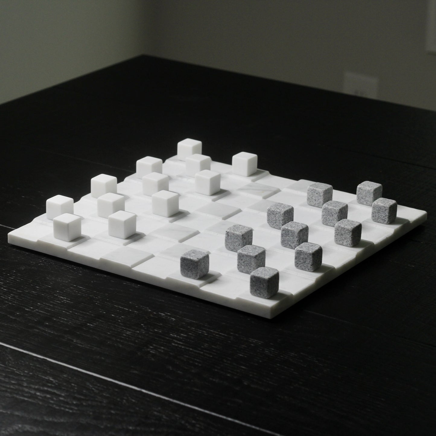 Stone Checkers Set - White Carrara