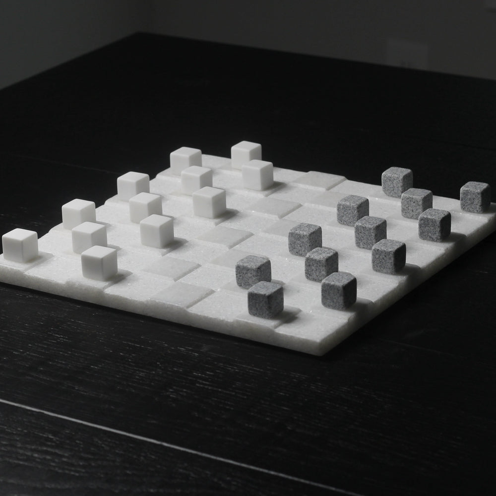 Stone Checkers Set - White Crystal