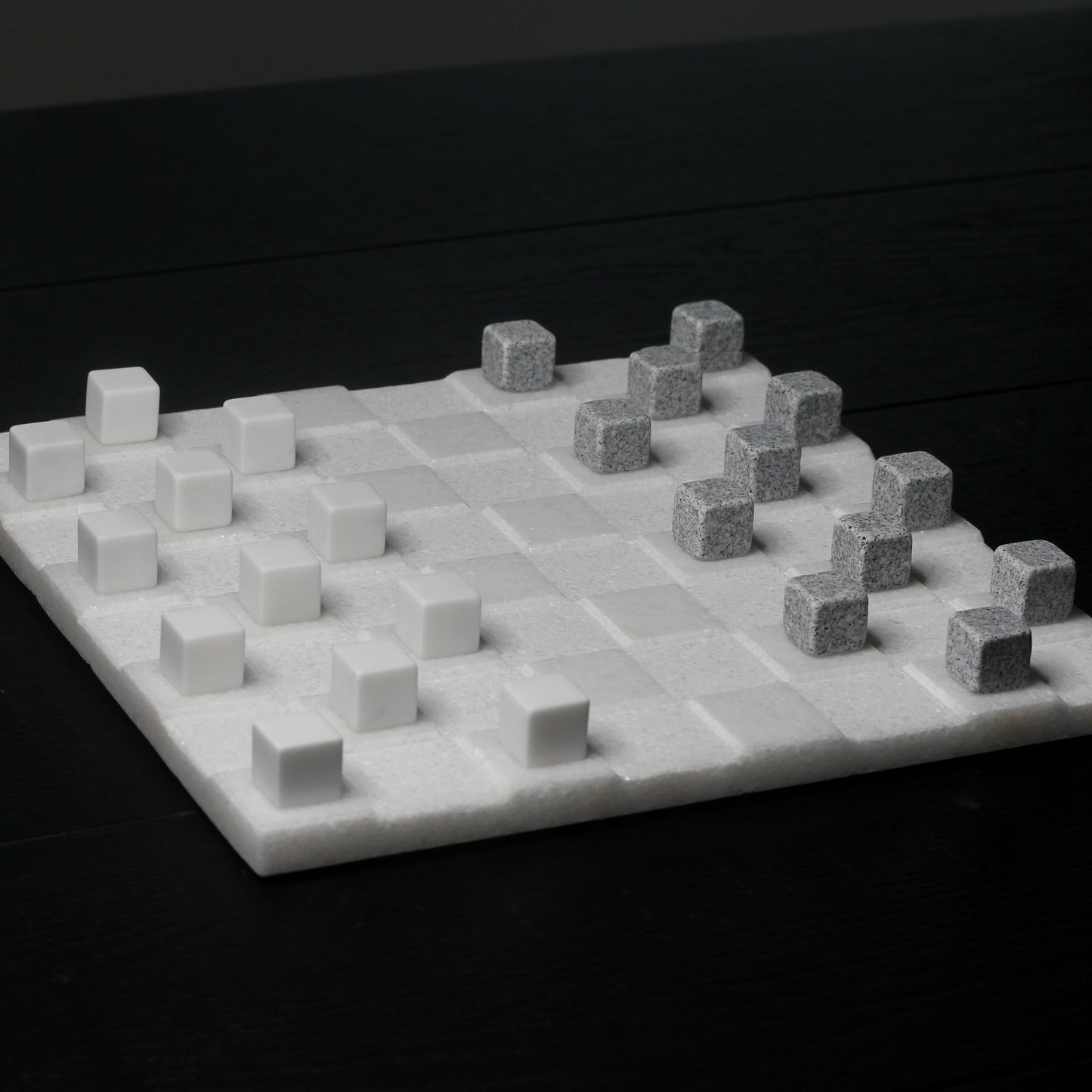 Stone Checkers Set - White Crystal