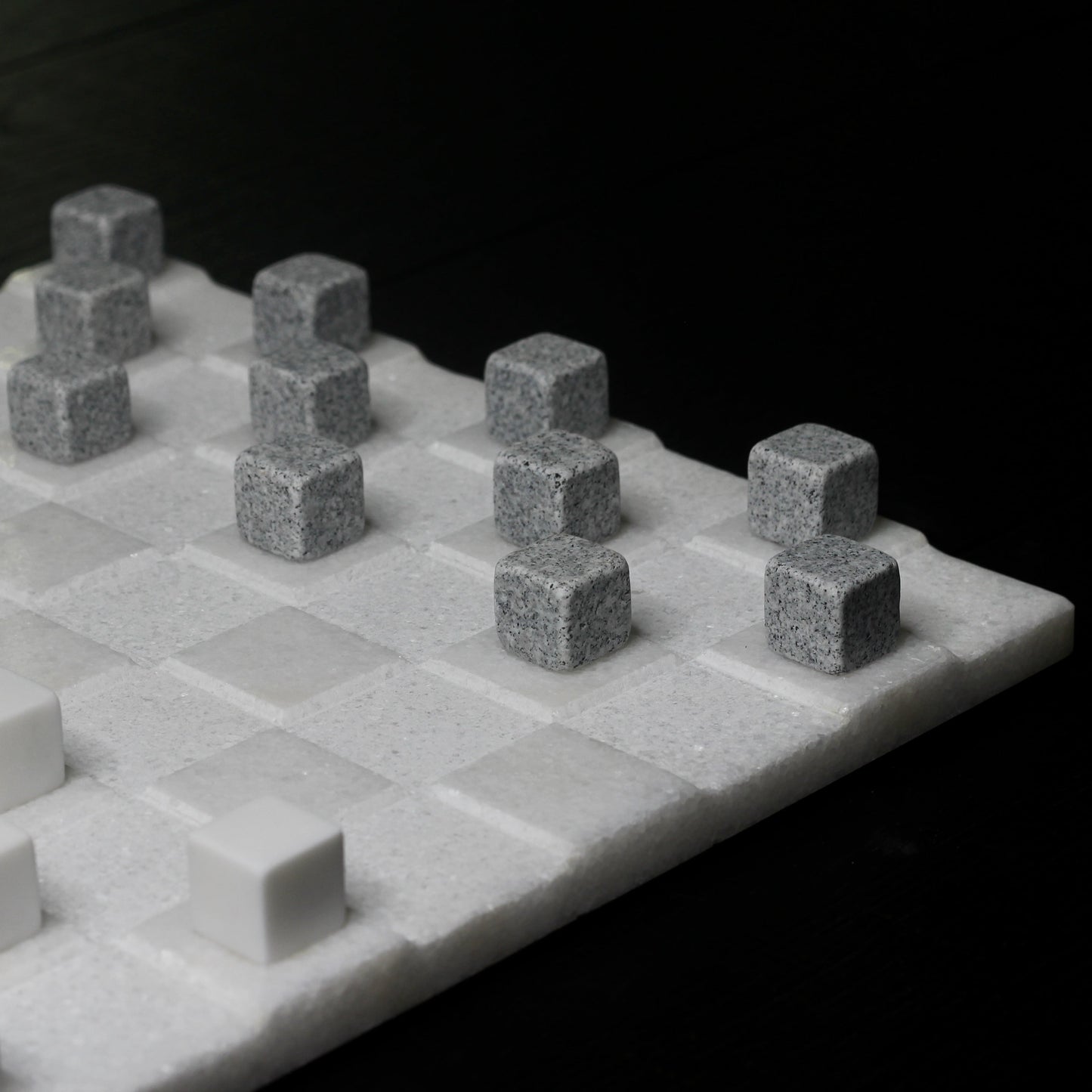 Stone Checkers Set - White Crystal