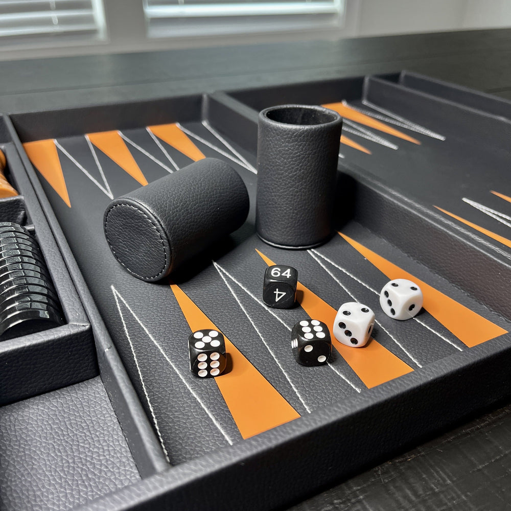 Leather Backgammon Set - Black And Brown