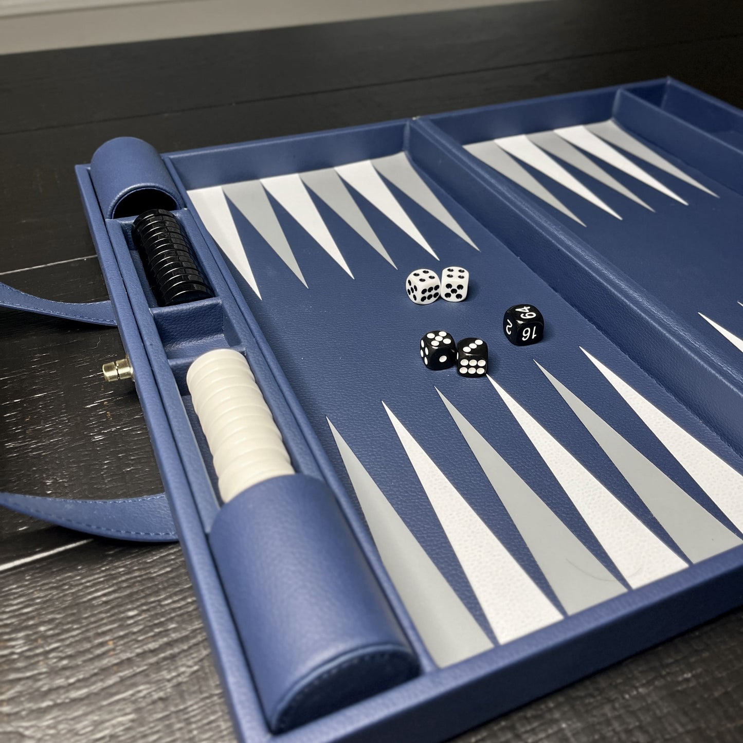 Leather Backgammon Set - Navy Blue And Black