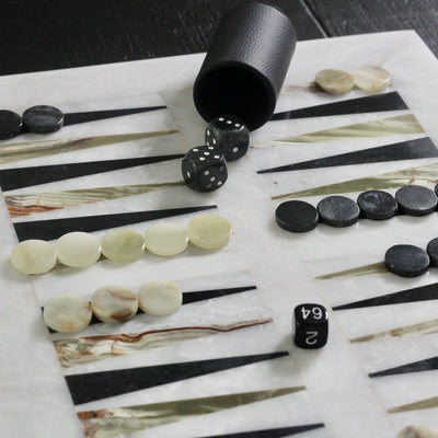 Luxury Marble Backgammon Set (Green Onyx and Black)