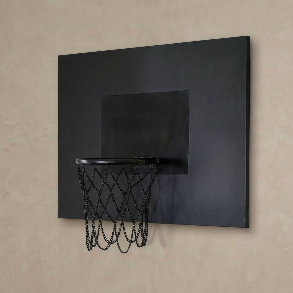 Black Leather Basketball Hoop: Wall Mounted Sports Decor - Marble Cultures