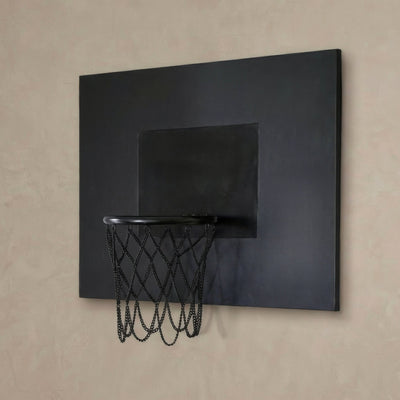 Black Leather Basketball Hoop: Wall Mounted Sports Decor
