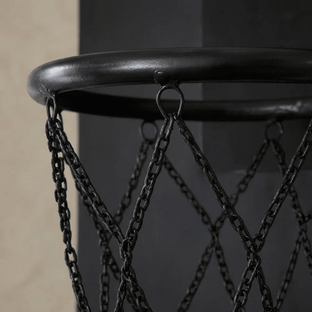Black Leather Basketball Hoop: Wall Mounted Sports Decor - Marble Cultures