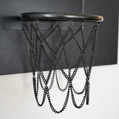 Black Leather Basketball Hoop: Wall Mounted Sports Decor