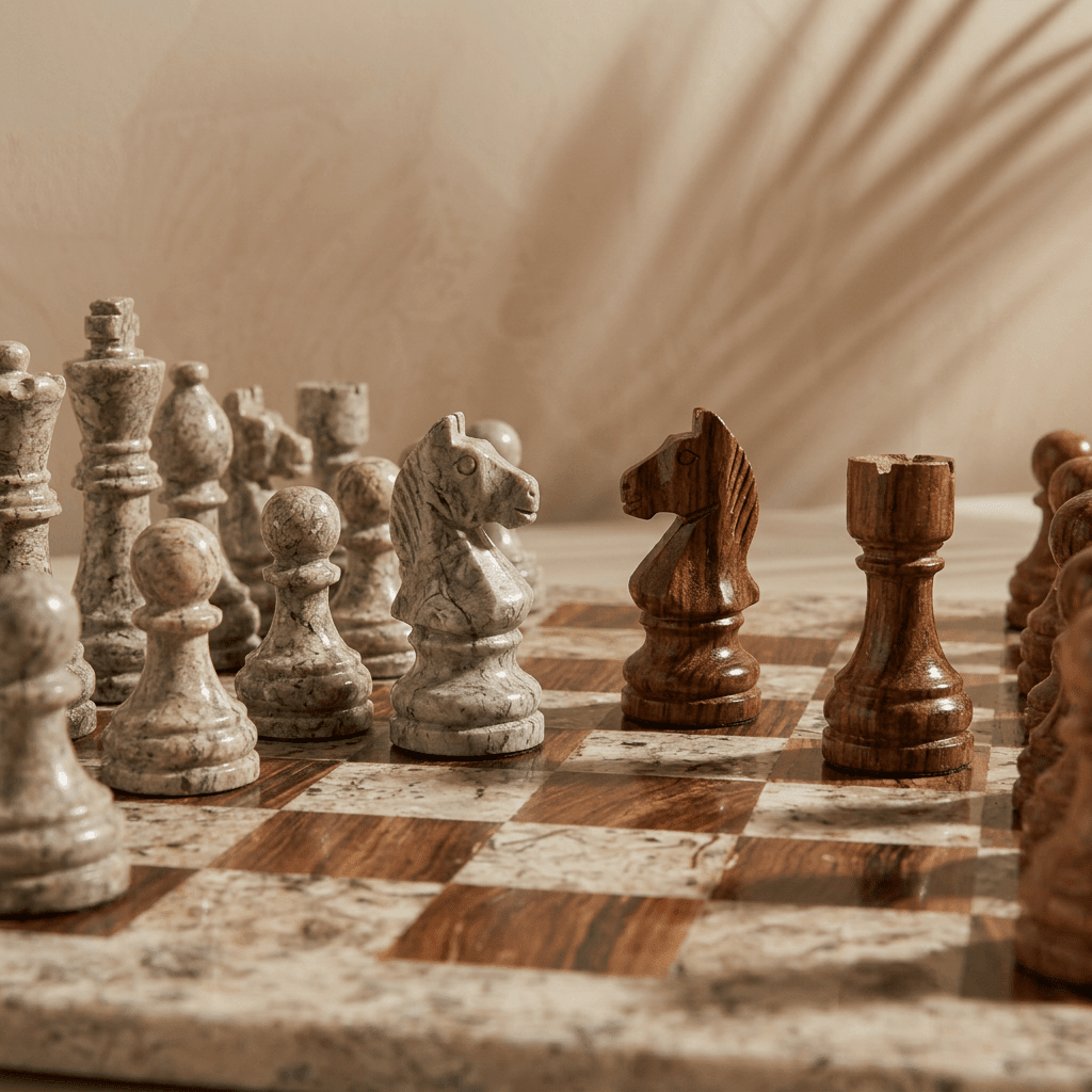 Marble Chess Set with Storage Case - Coffee and Brown - Marble Cultures