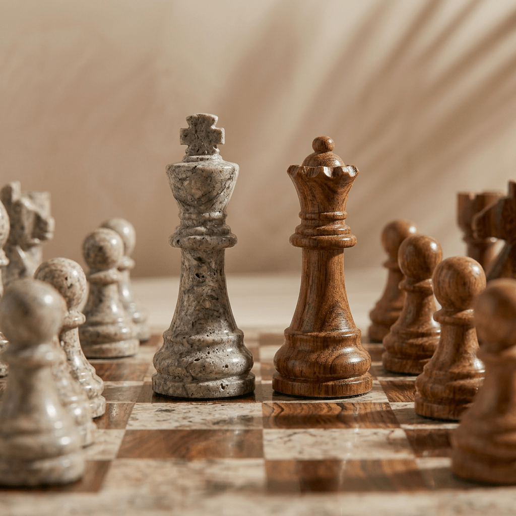 Marble Chess Set with Storage Case - Coffee and Brown - Marble Cultures