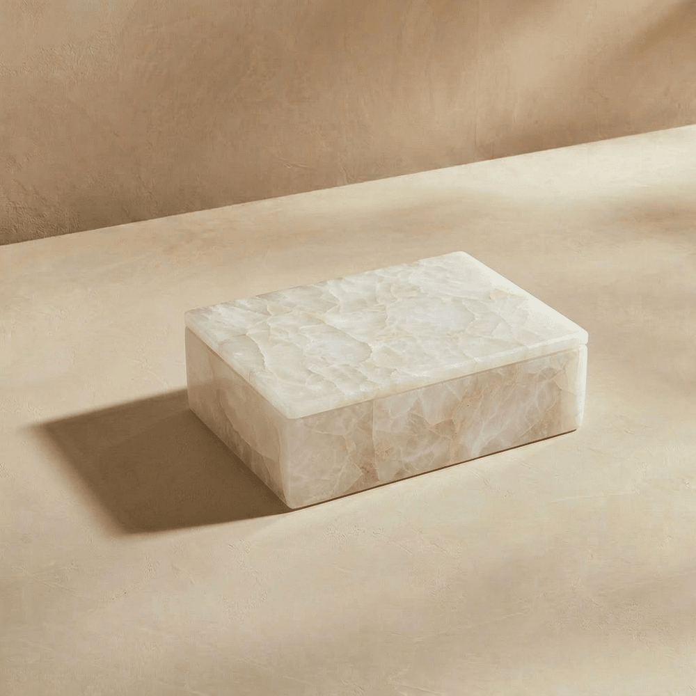White Quartz Decorative Jewelry & Storage Box - Marble Cultures