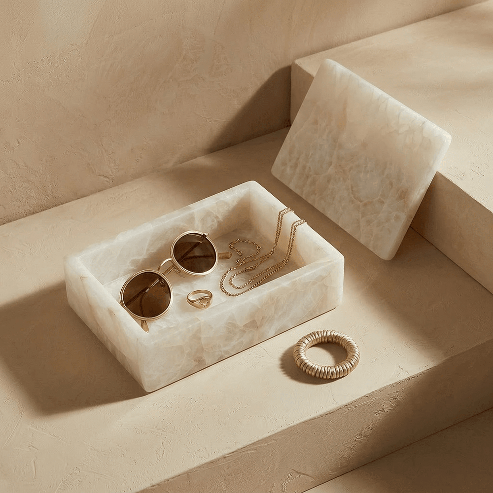 White Quartz Decorative Jewelry & Storage Box - Marble Cultures