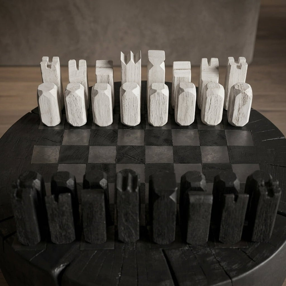 Designer Wood Chess Table | Chess Side Table - Marble Cultures