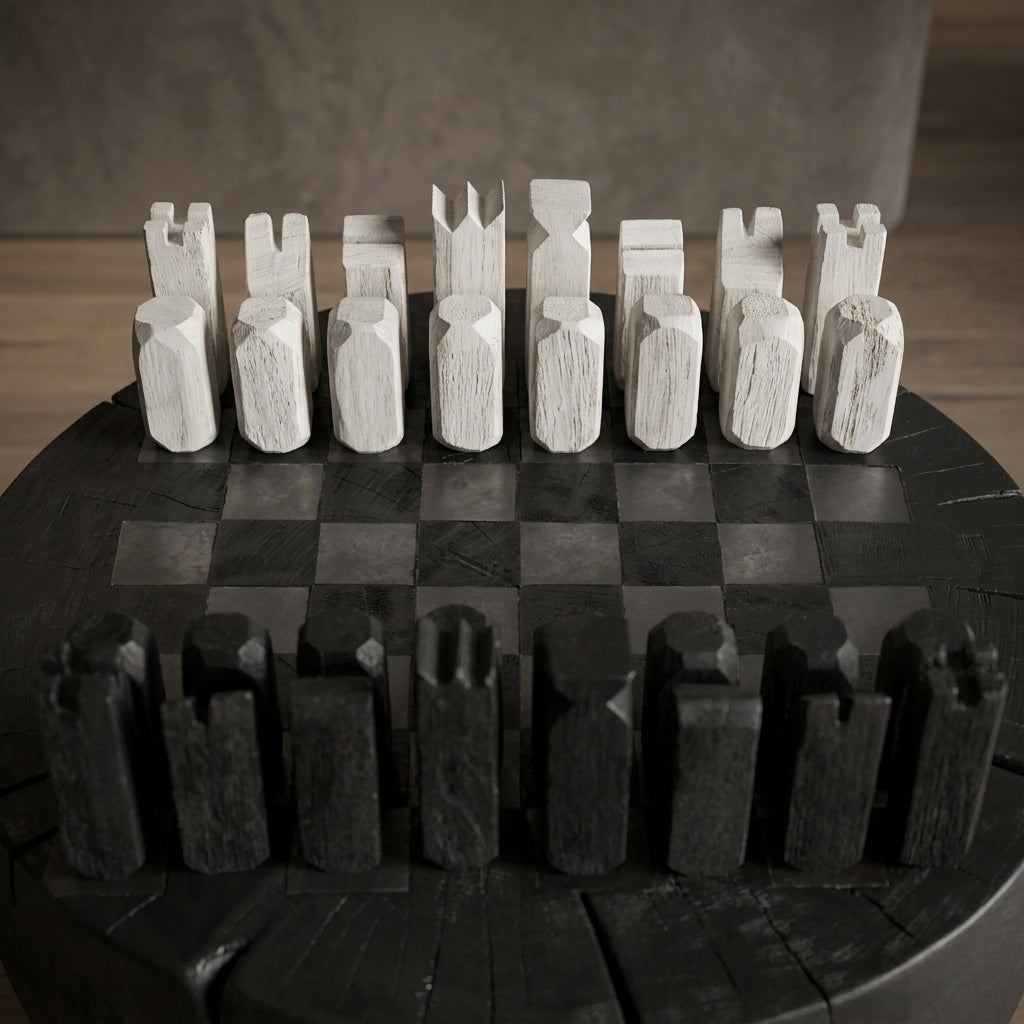 Designer Wood Chess Table | Chess Side Table