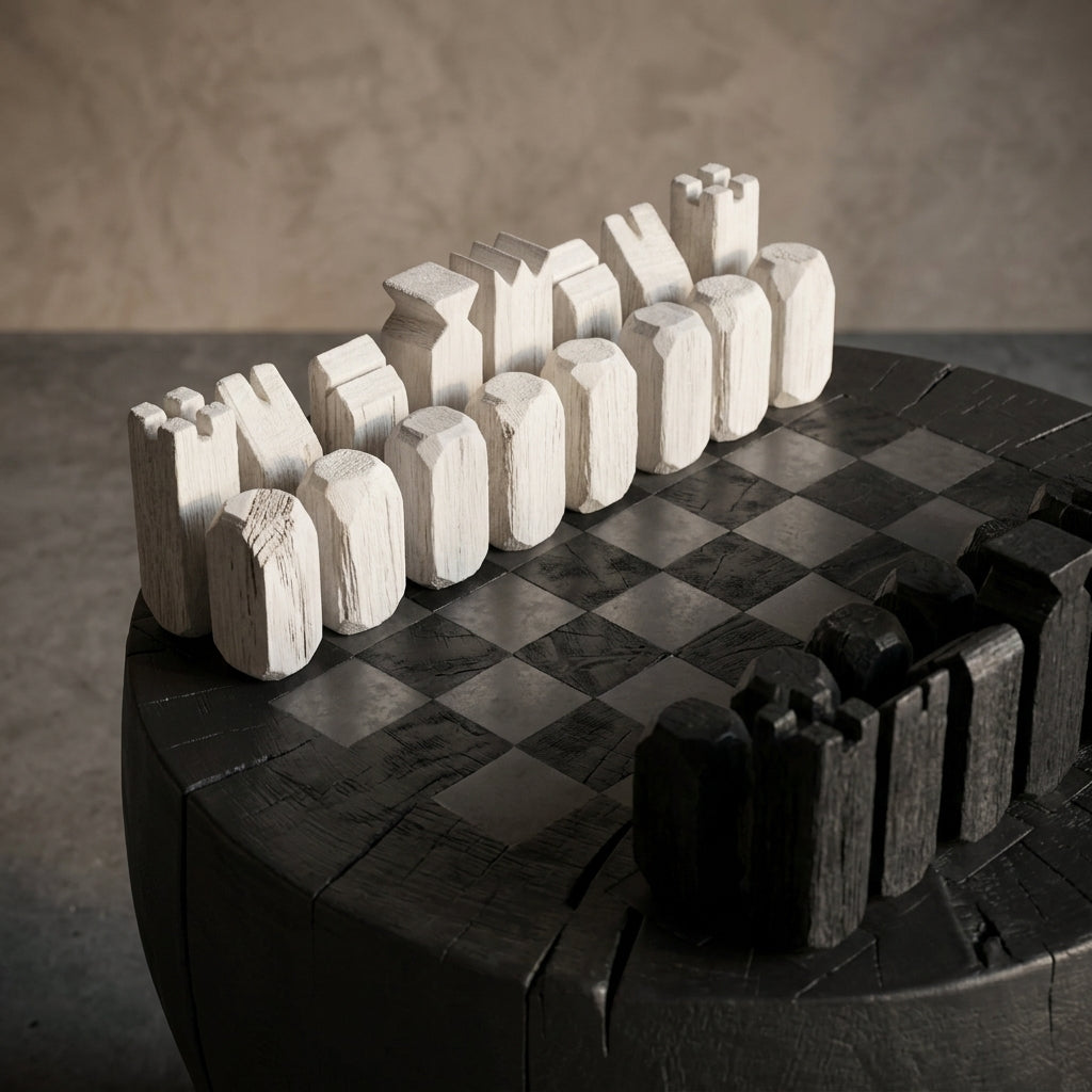 Designer Wood Chess Table | Chess Side Table