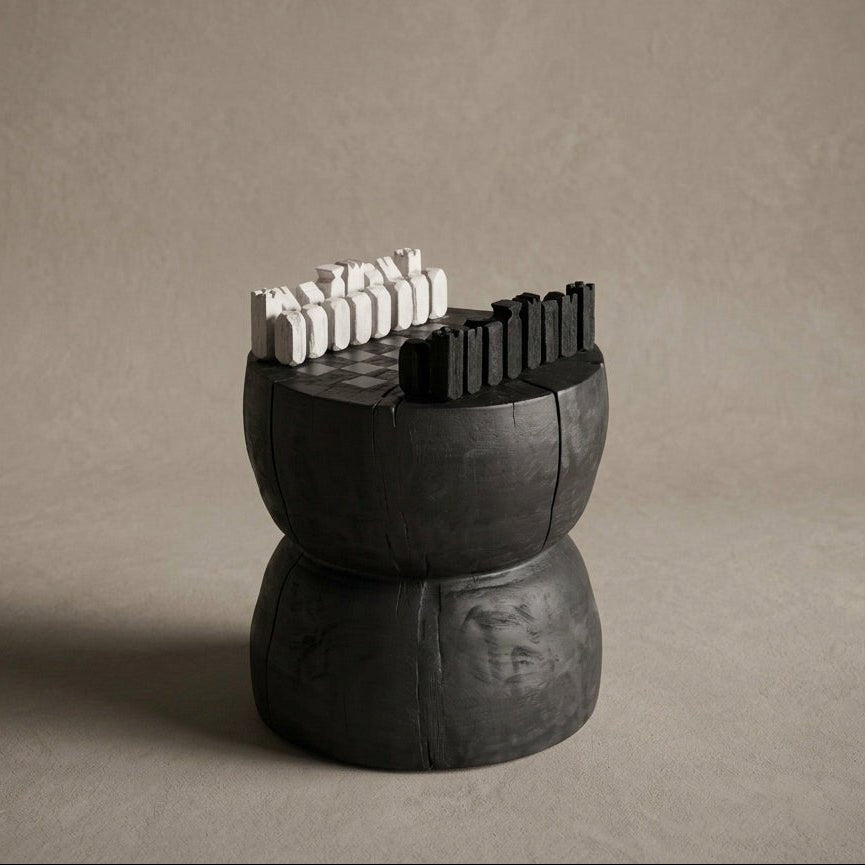 Designer Wood Chess Table | Chess Side Table - Marble Cultures