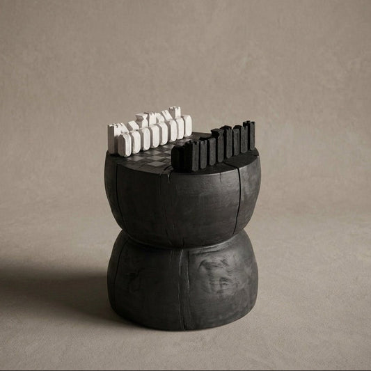 Designer Wood Chess Table | Chess Side Table - Marble Cultures