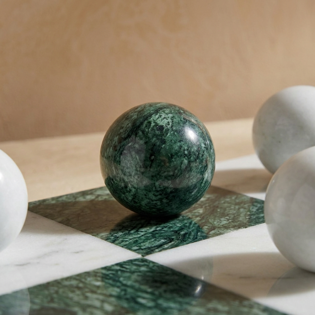 Italian Marble Tic Tac Toe Set (Jungle Green and White)