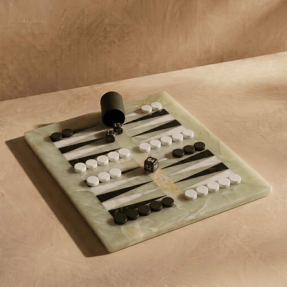 Luxury Marble Backgammon Set (Green Onyx) - Marble Cultures