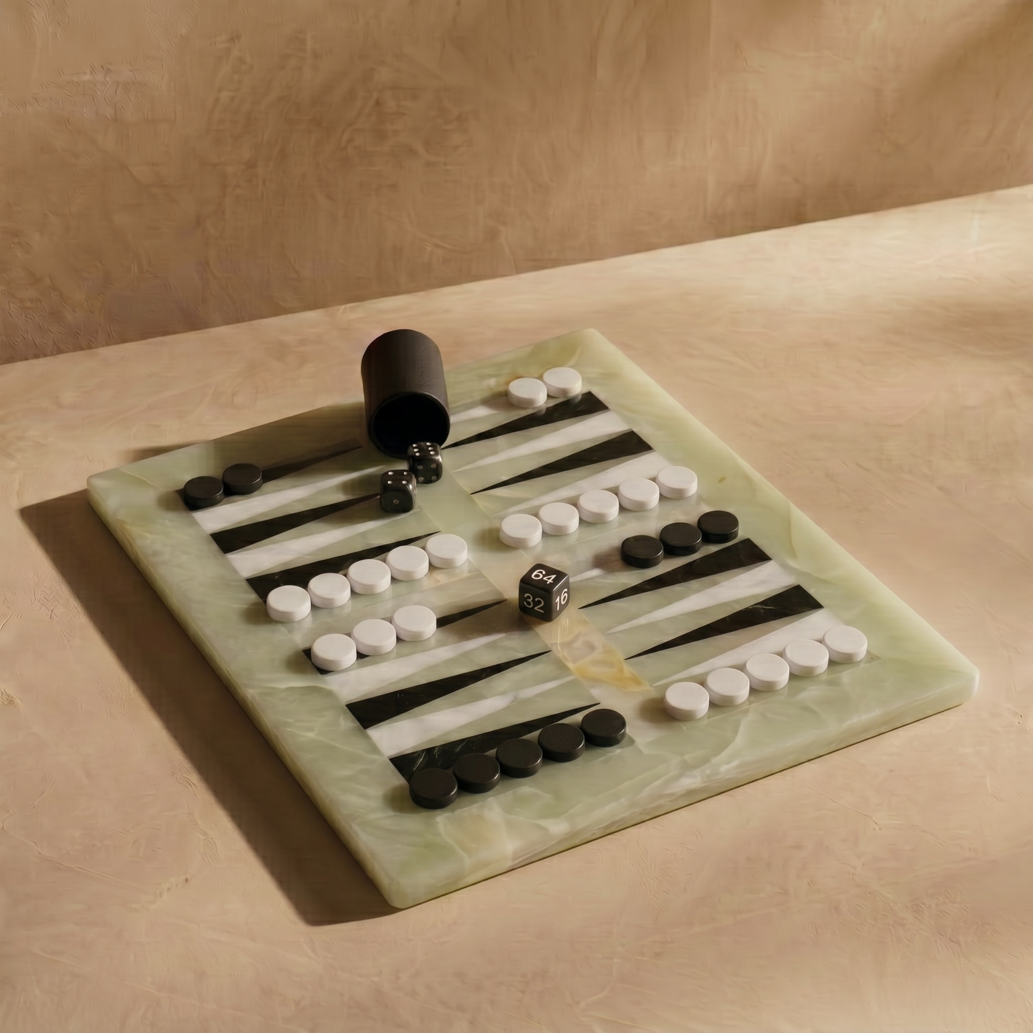 Luxury Marble Backgammon Set (Green Onyx)