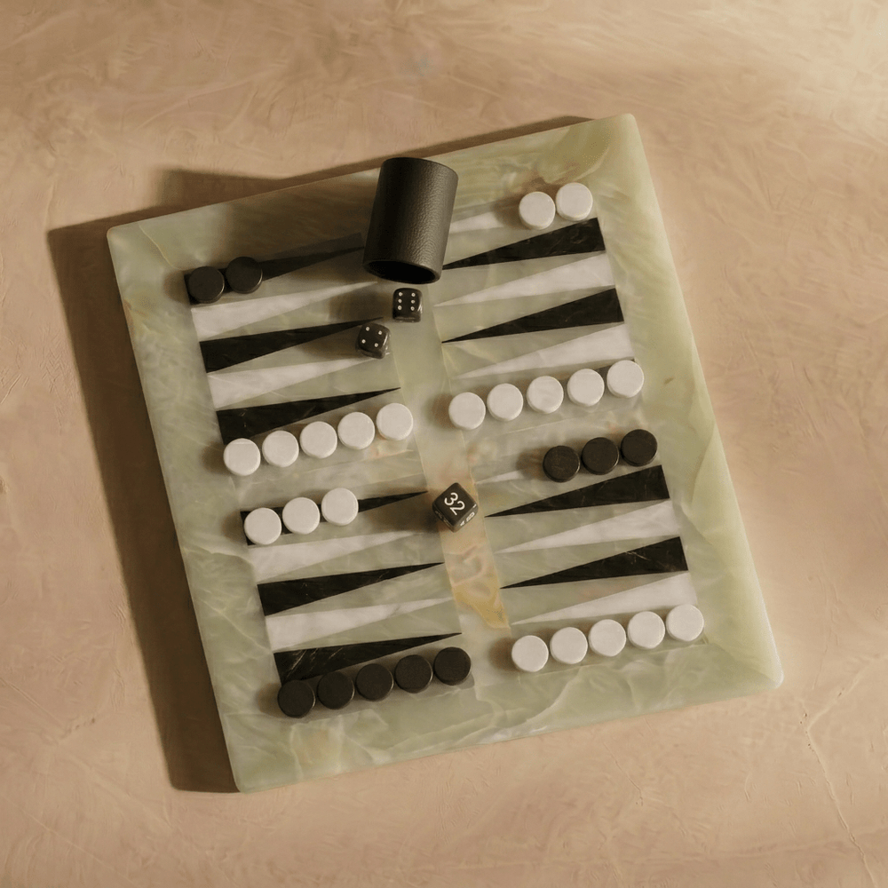 Luxury Marble Backgammon Set (Green Onyx) - Marble Cultures