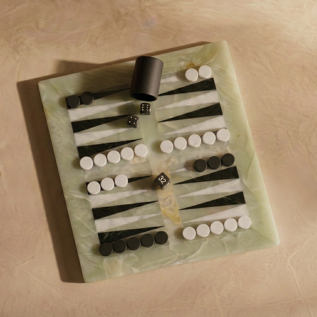 Luxury Marble Backgammon Set (Green Onyx)