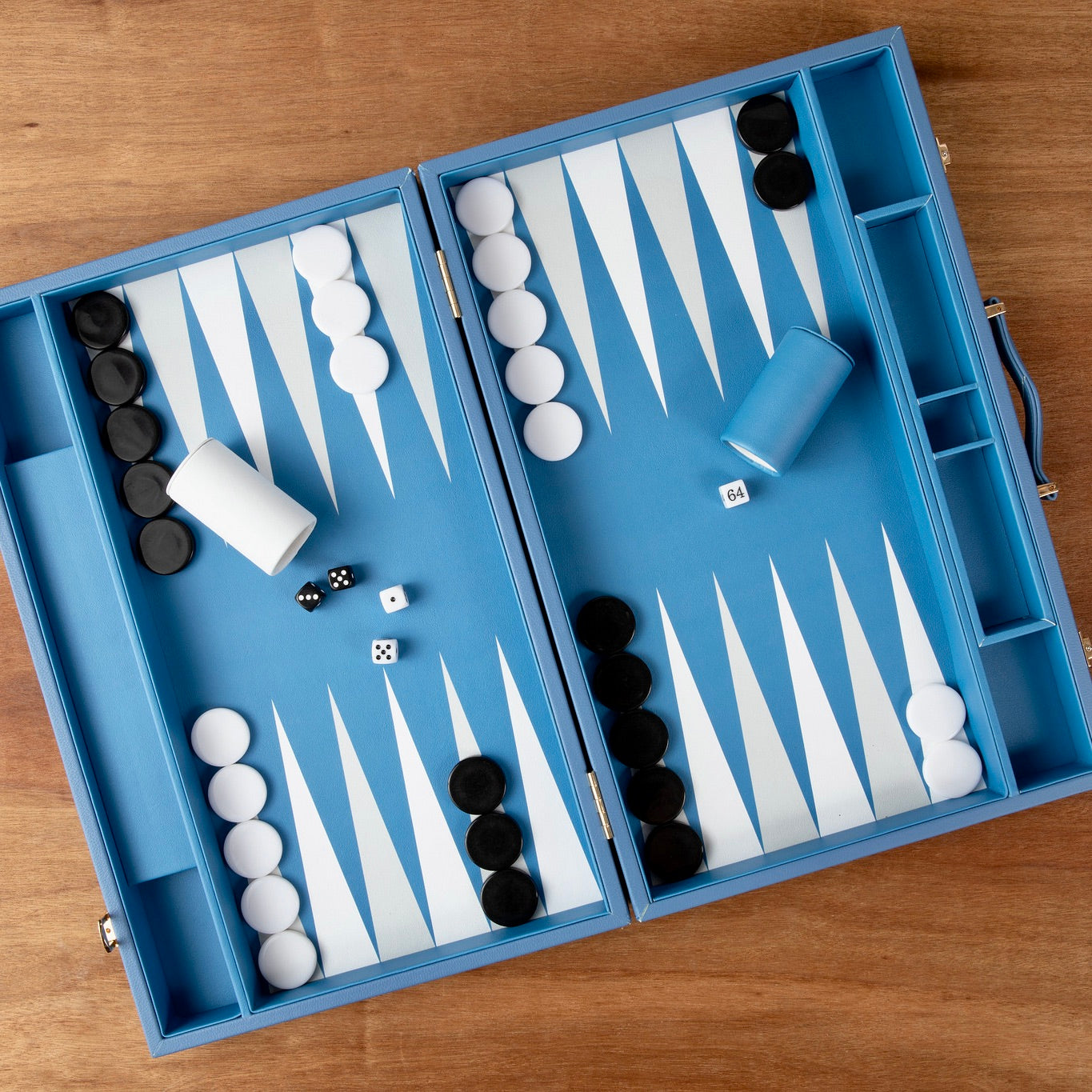 Leather Backgammon Set - Blue And Black