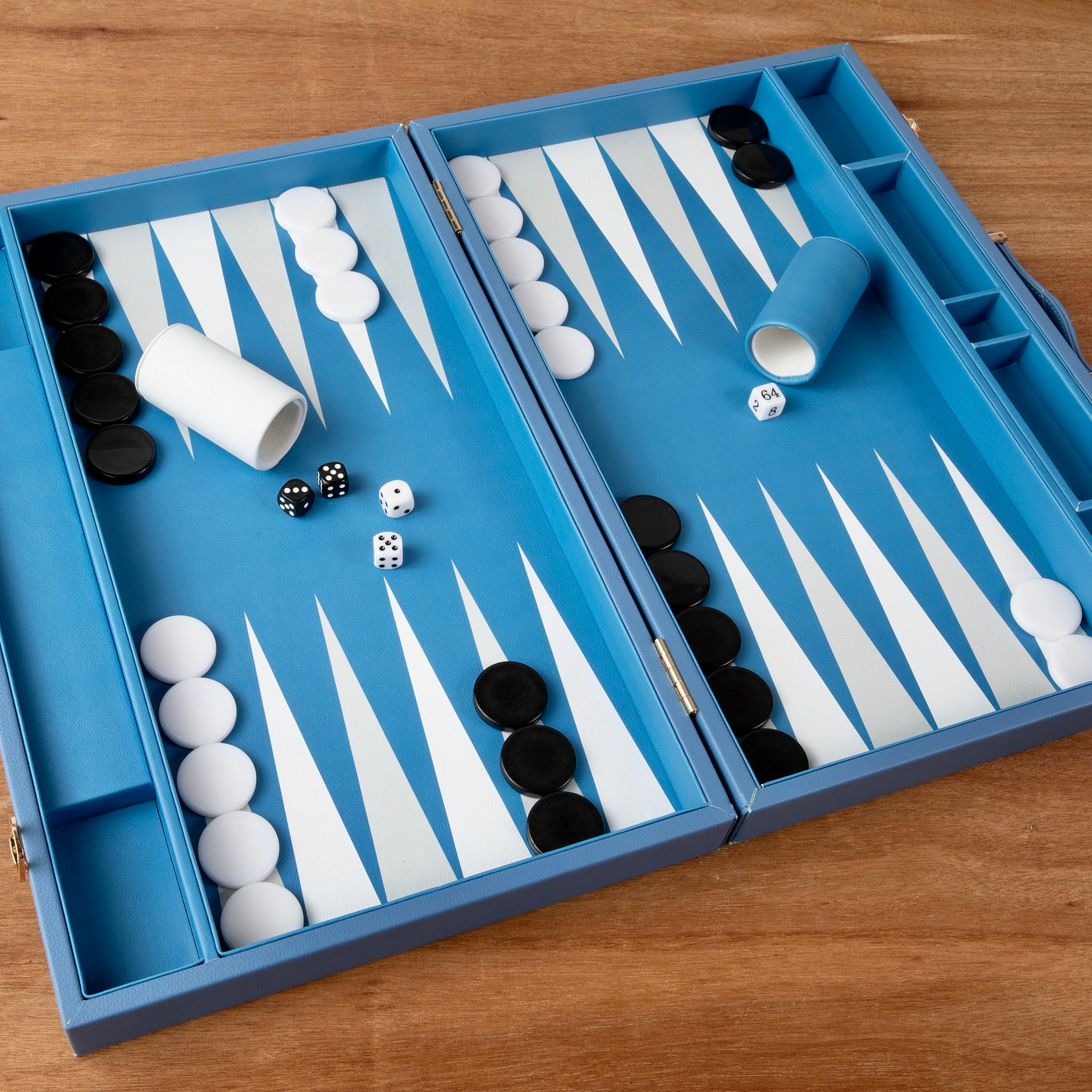 Leather Backgammon Set - Blue And Black