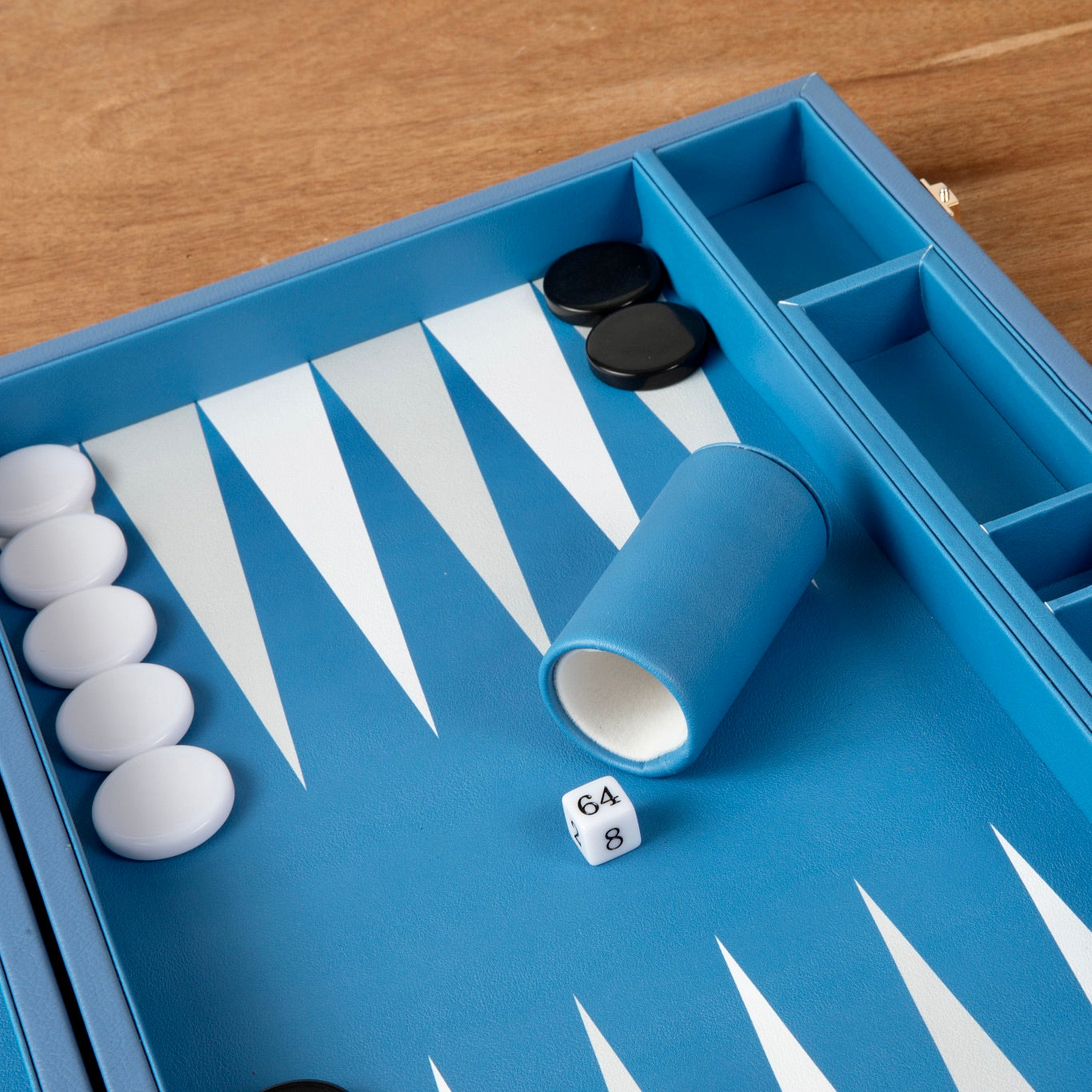 Leather Backgammon Set - Blue And Black