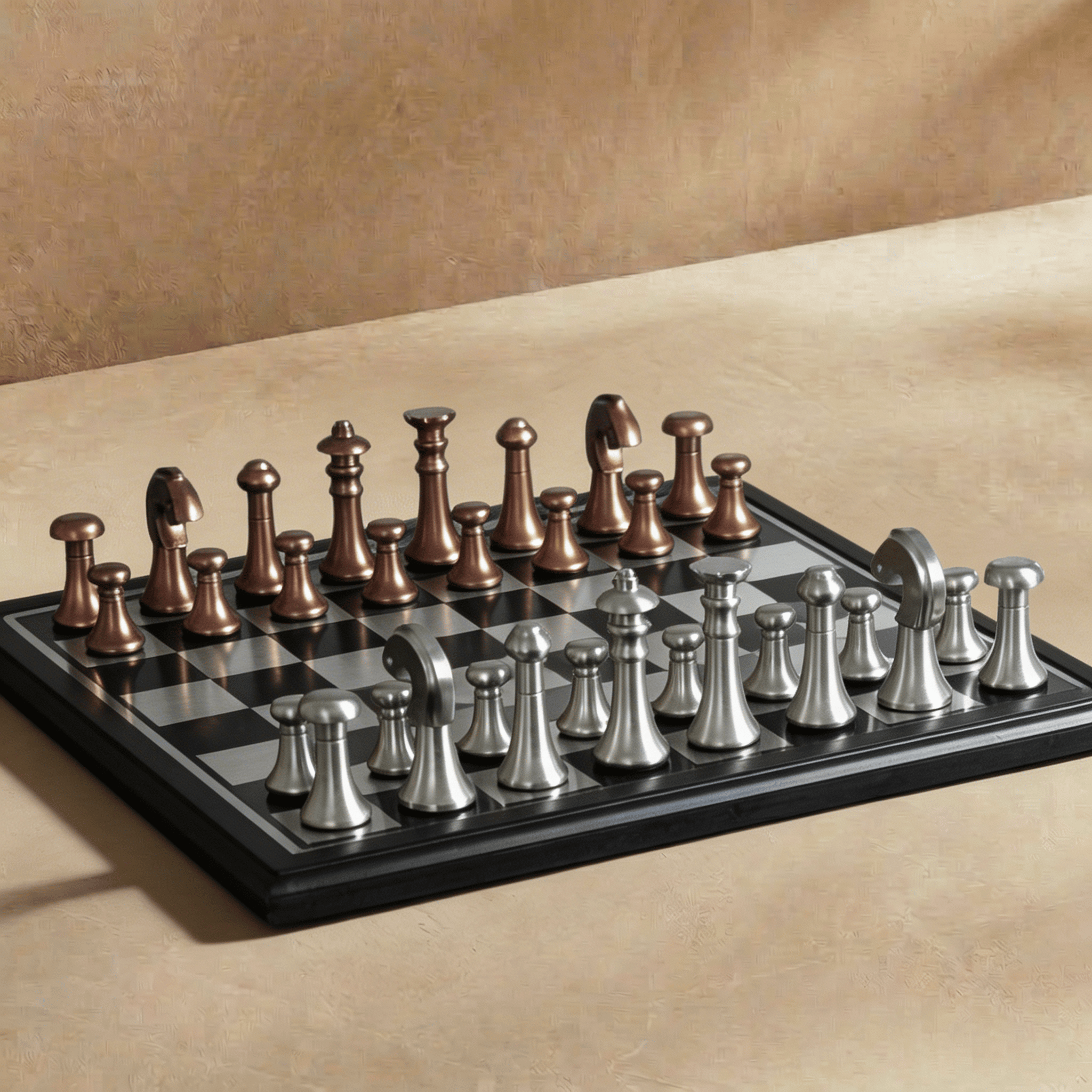 Copper and Silver Metallic Chess Set - Marble Cultures