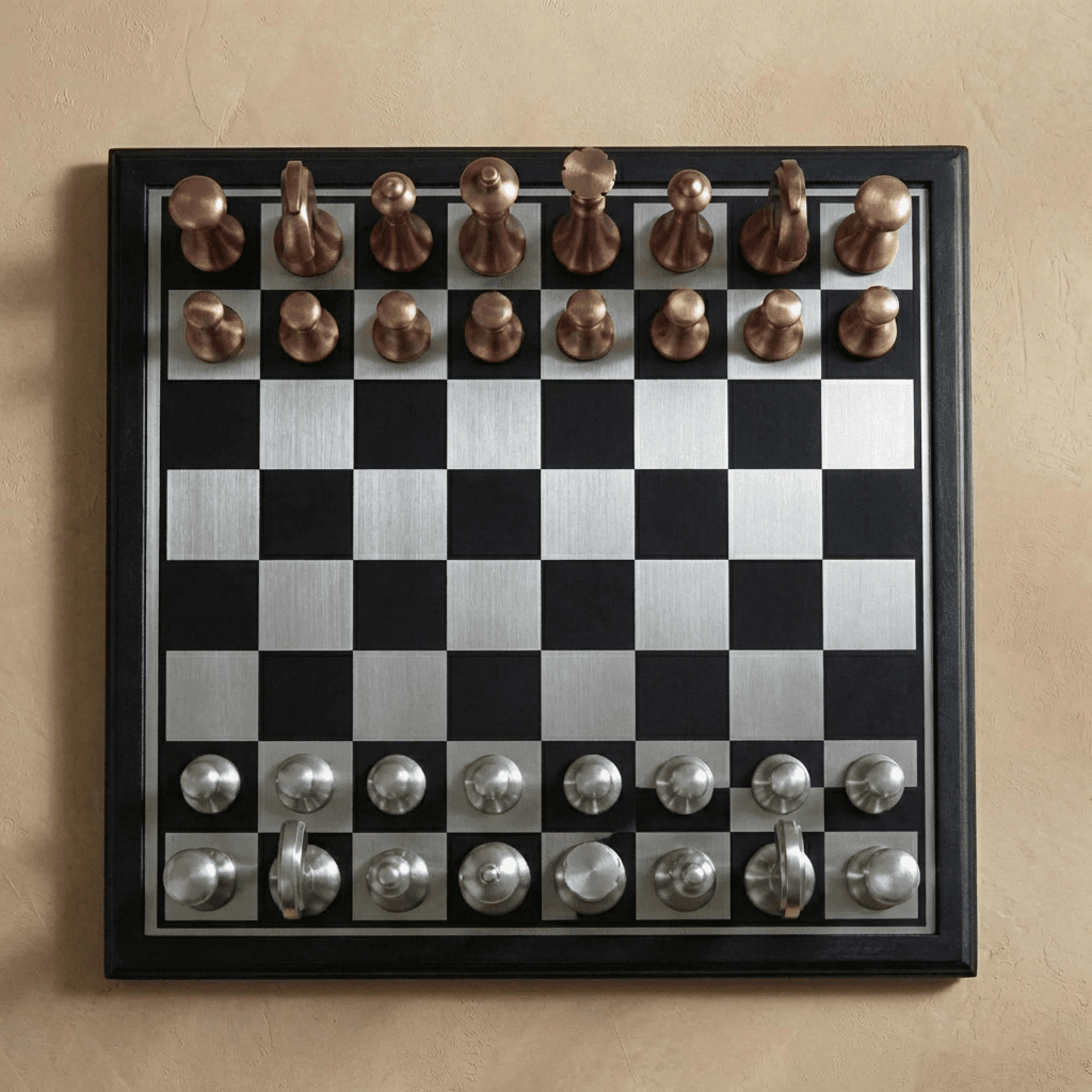 Copper and Silver Metallic Chess Set - Marble Cultures