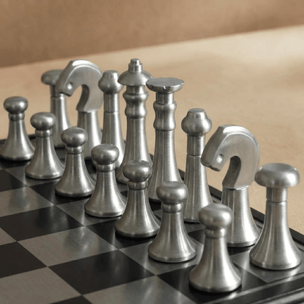 Copper and Silver Metallic Chess Set - Marble Cultures