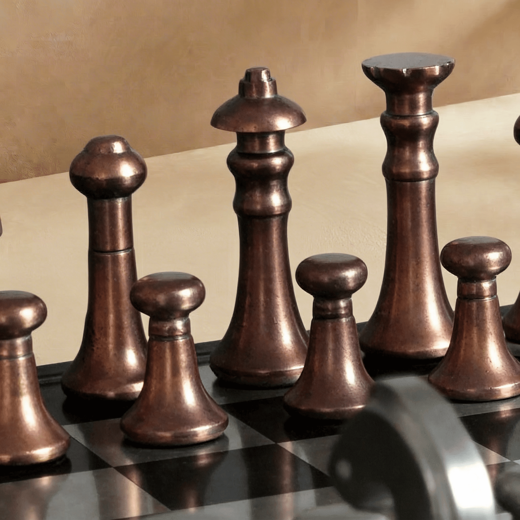 Copper and Silver Metallic Chess Set - Marble Cultures