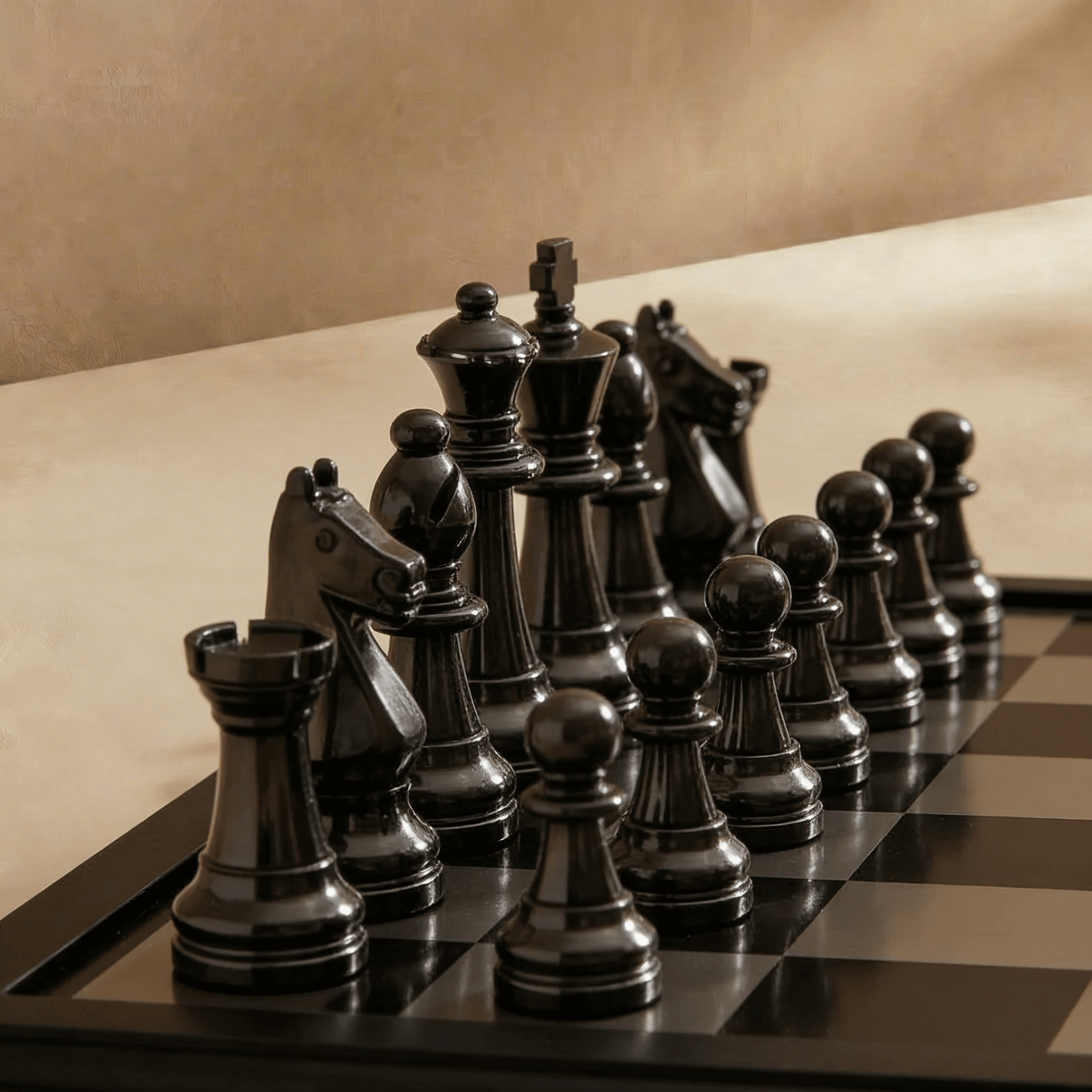 The English Opening - Black and Silver Metallic Chess Set - Marble Cultures