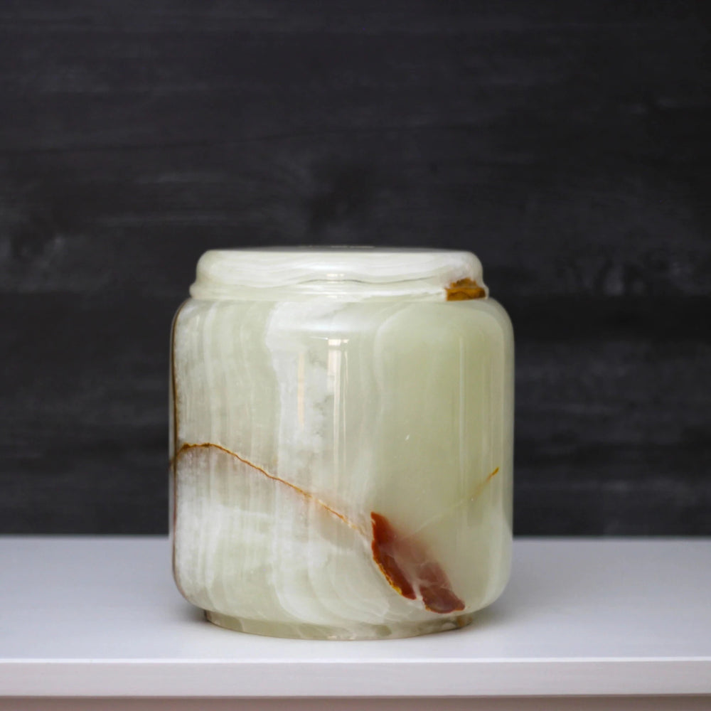 Hand - Carved Green Onyx Cremation Urn - Marble Cultures