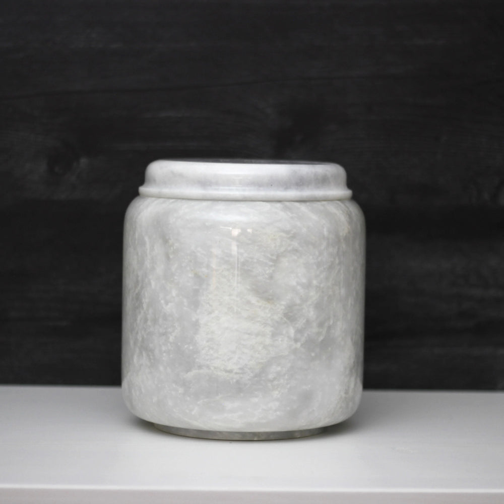 Hand-Carved White Marble Cremation Urn
