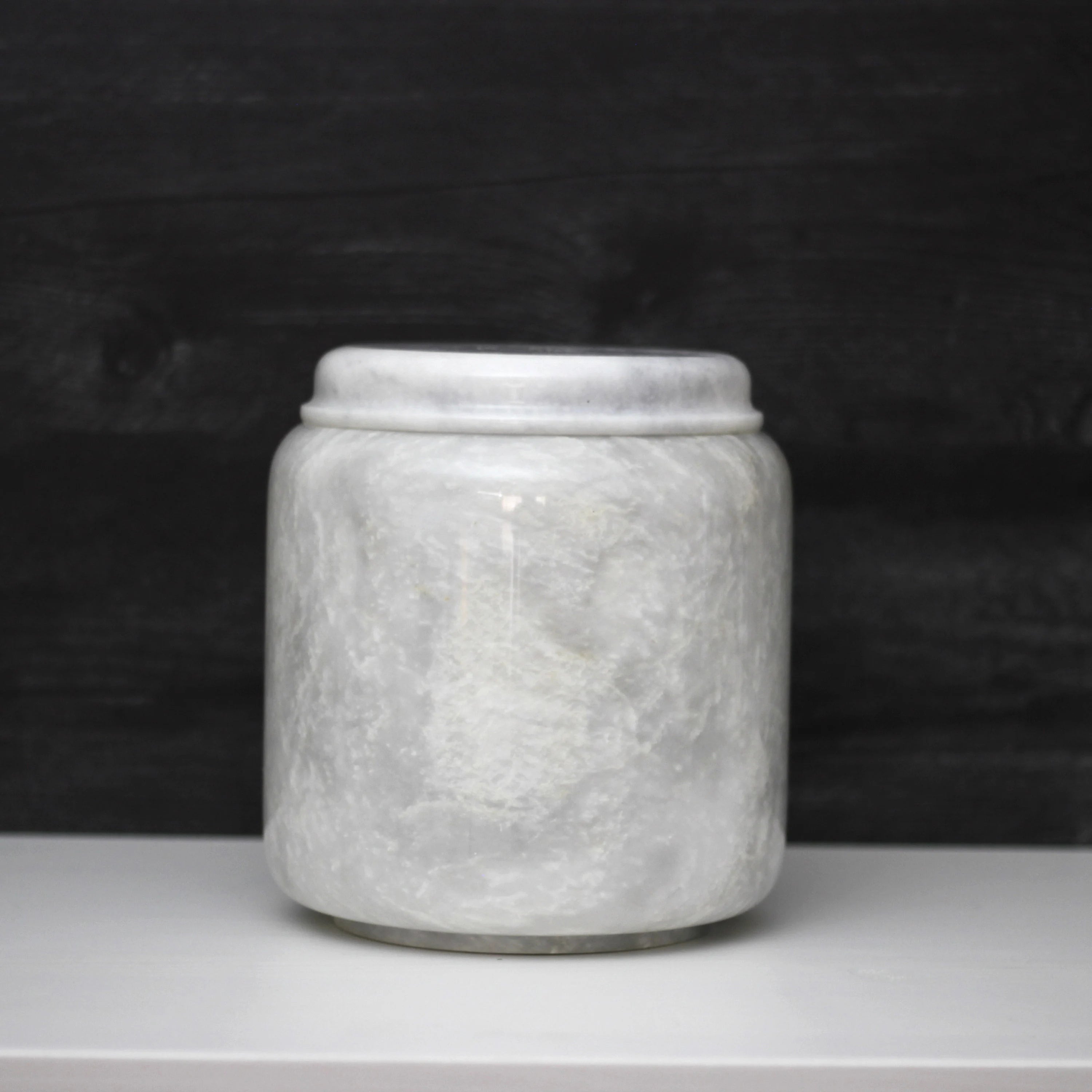 Hand-Carved White Marble Cremation Urn