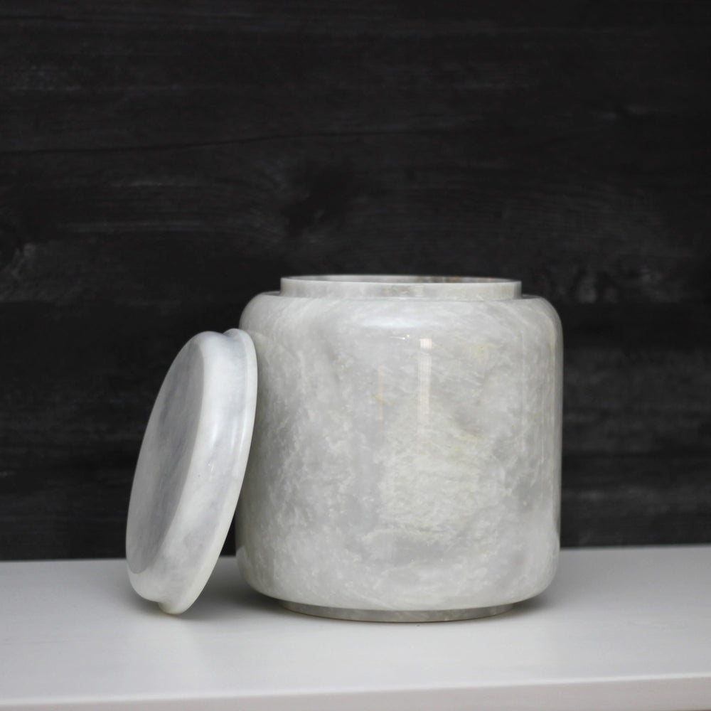 Hand-Carved White Marble Cremation Urn