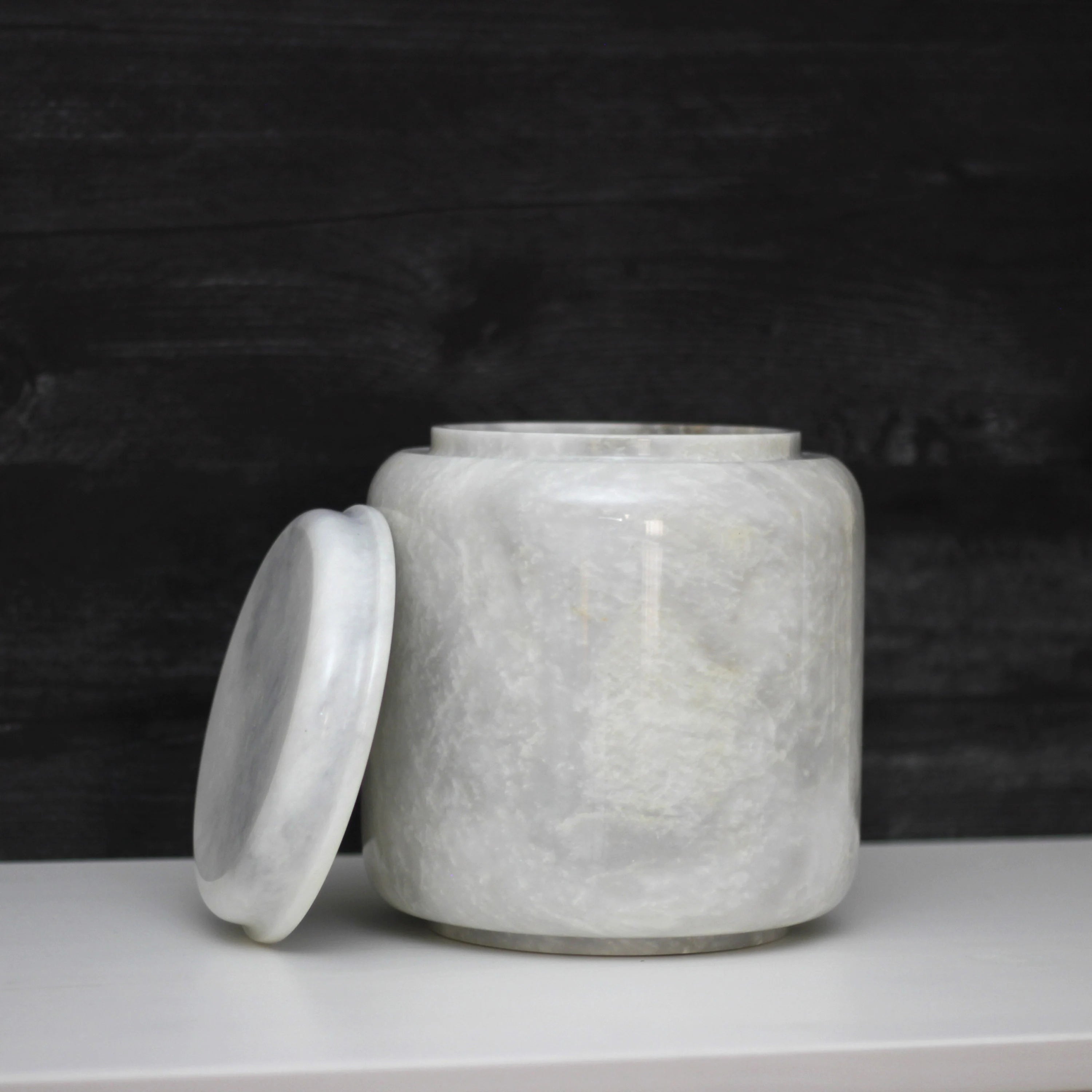 Hand-Carved White Marble Cremation Urn