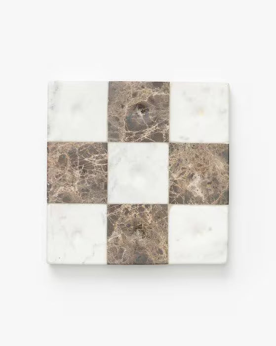 Italian Marble Tic Tac Toe Set (Brown and White)