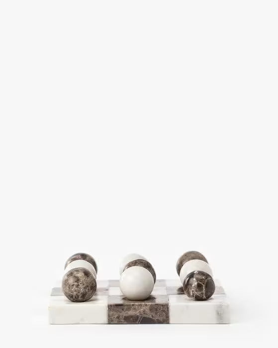 Italian Marble Tic Tac Toe Set (Brown and White)